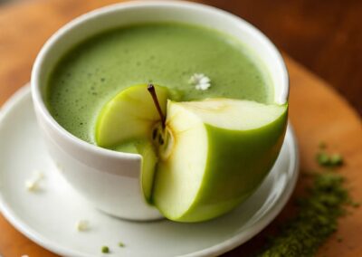 Crisp Matcha: apple, caramel apple butter, white chocolate and oat milk