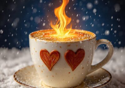 Hearts on Fire Latte: Amaretto and raspberry latte 