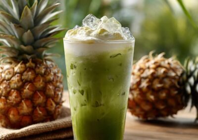 Matcha with pineapple cold foam